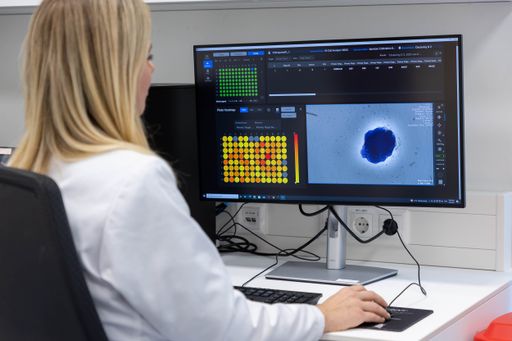 Vorschau Bild von Molecular Devices Puch Foto: Franz Neumayr
3.10.2022 3D Biologieexpertin bei der Überprüfung der
Automatisationsergebnisse.