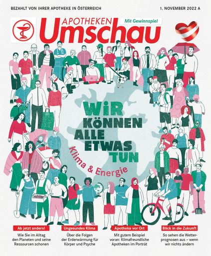 "Titelbild Apotheken Umschau A November 2022" Die Verwendung
dieses Bildes ist für redaktionelle Zwecke bis zum 31.10.2025
zulässig, jedoch ausschließlich mit Bezug auf die ursprüngliche
Meldung "Gut fürs Klima, gut für uns: Wie wir´s am besten anpacken"
und nur mit vollständigem Bildrechtehinweis. / Weiterer Text über
ots und www.ots.at/ Die Verwendung dieses Bildes für redaktionelle
Zwecke ist unter Beachtung aller mitgeteilten Nutzungsbedingungen
zulässig und dann auch honorarfrei. Veröffentlichung ausschließlich
mit Bildrechte-Hinweis.