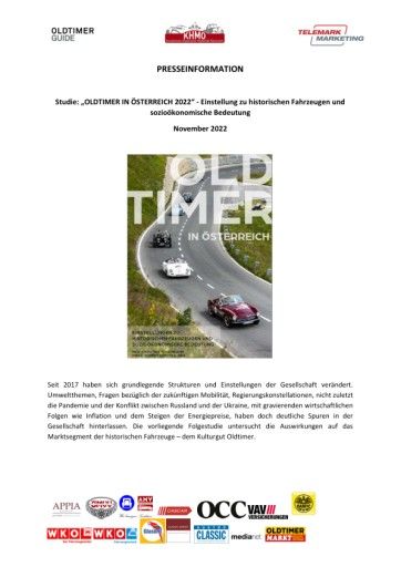 Vorschau Bild von Pressinformation: Studie "Oldtimer in Österreich 2022" - Einstellung zu historischen Fahrzeugen und sozioökonomische Faktoren