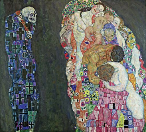  Gustav Klimt (1862-1918), Tod und Leben, 1910/11,
umgearbeitet 1912/13 und 1915/16, Öl auf Leinwand, 180,8 x 200,6 cm,
Leopold Museum, Wien