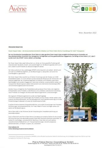 Vorschau Bild von Presseinformation Green Impact Index