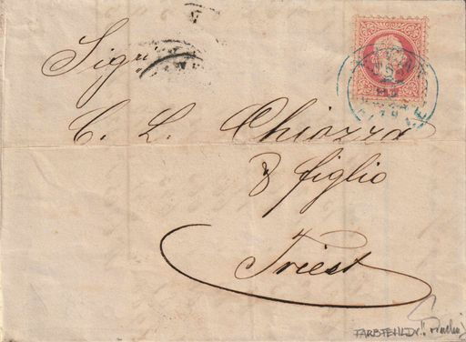 3 Kreuzer Farbfehldruckbrief in Rot statt Grün 1870