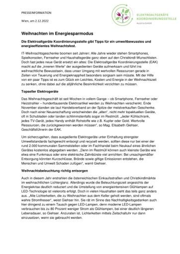 Vorschau Bild von Weihnachten im Energiesparmodus