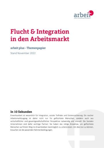 Vorschau Bild von Recht auf Arbeit ist ein Menschenrecht Positionspapier von arbeit plus zu "Flucht und Integration in den Arbeitsmarkt"