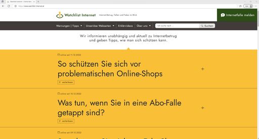  Warnungen und Tipps auf einen Blick –
www.watchlist-internet.at