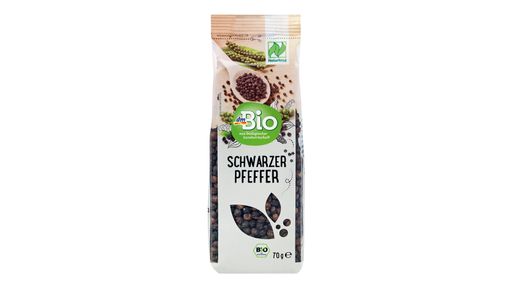 „dmBio Pfeffer schwarz, ganze Körner, 70 g“