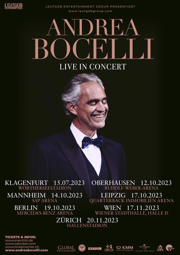  Andrea Bocelli Tour 2023 Deutschland, Österreich und Schweiz