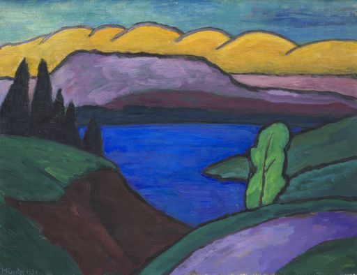 Vorschau Bild von GABRIELE MÜNTER 1877–1962, Der blaue See, 1934, Öl
auf Leinwand, 50 × 65 cm, Lentos Kunstmuseum Linz
