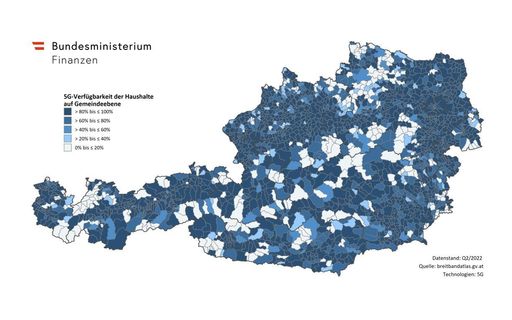 Vorschau Bild von 5G-Verfügbarkeit der Haushalte auf Gemeindeebene