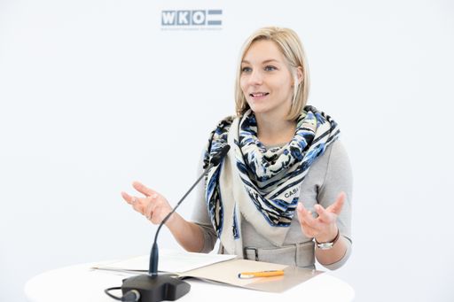 Vorschau Bild von www.annarauchenberger.com / Anna Rauchenberger -
Wien, Vienna, Austria - 24.01.2023 - WKO JW Pressegespräch zum
Konjunkturbarometer in der Christoph Leitl Lounge der WKO. FOTO:
Bettina Pauschenwein, Bundesvorsitzende Junge Wirtschaft