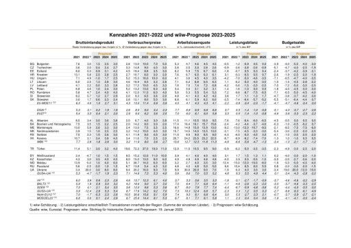 Vorschau Bild von Wirtschaftsindikatoren & Prognose Osteuropa 2023-2025