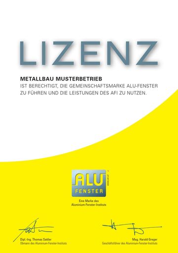 Vorschau Bild von Die AFI-Lizenznehmer sind berechtigt die
Gemeinschaftsmarke ALU-FENSTER zu führen und die Leistungen des
Aluminium-Fenster-Institutes zu nutzen.