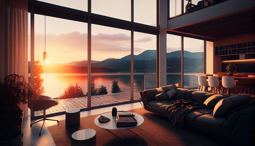 Vorschau Bild von Das Bild ist ein KI basiert und soll dein
Appartement mit Aussicht auf den See zeigen.
