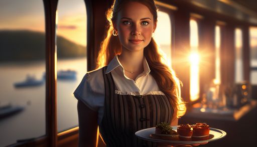 Vorschau Bild von Das Bild ist ein KI basiert und soll eine Kellnerin
in einem der schönen Seerestaurants zeigen.