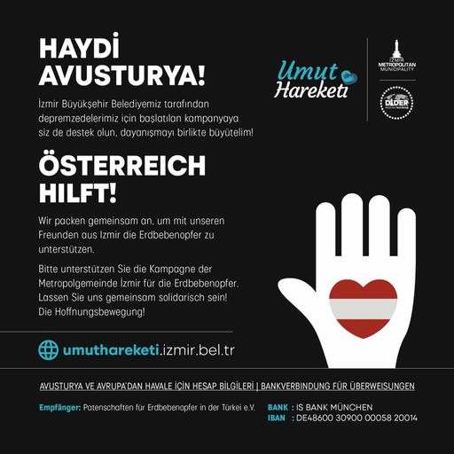  Es handelt sich bei “Eine Miete, ein Haus” um eine
Solidaritätskampagne, welche Bürger, die beim Erdbeben in der Türkei
ihre Häuser verloren haben und diejenigen, die Mietunterstützung
leisten beziehungsweise ihre leerstehenden Häuser zur Nutzung öffnen
möchten, zusammenbringt. Diese Kampagne fand bereits während des
Erdbebens in Izmir am 30. Oktober statt und wurde mit einem
etablierten Online-System durchgeführt.