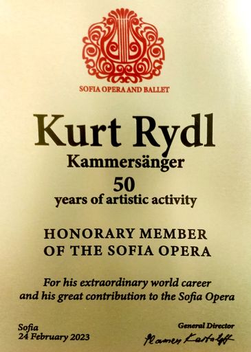 Ehrenmitgliedschaft Kurt Rydl - Oper Sofia
