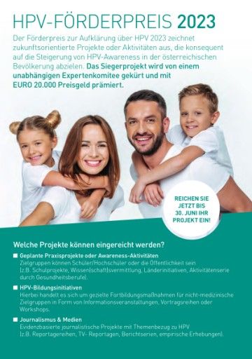 Informationsflyer zum HPV-Förderpreis 2023