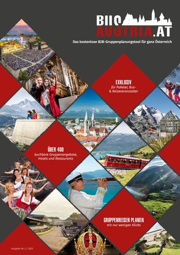 Vorschau Bild von Auf Bus Austria werden alle Informationen zu den
Sehenswürdigkeiten Österreichs genau passend für den Gruppenbereich
aufbereitet. Verschiedene Filter-Optionen ermöglichen eine
zielgenaue Auswahl und rasche Reiseplanung, die Busunternehmen Zeit
spart und auf neue Möglichkeiten aufmerksam macht.