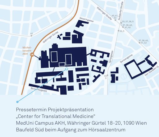 Lageplan zum Pressetermin zur Projektpräsentation
Center for Translational Medicine