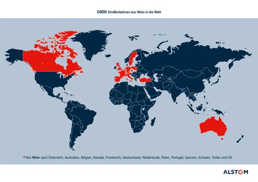 Vorschau Bild von 1000. Straßenbahn von Alstom aus Wien in die Welt