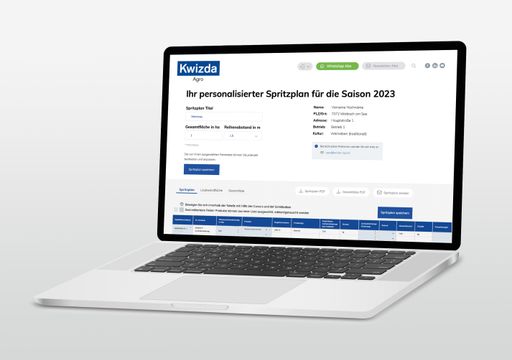  Kwizda Agro bietet mit einem neuen digitalen Tool
für Weinbauern einen regionalen Spritzplan, der individuell
angepasst werden kann.