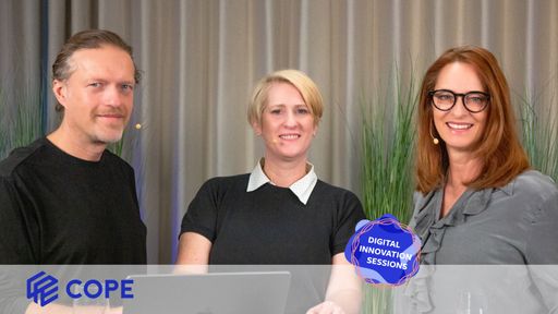 v.l.n.r.: Lukas Kircher (COPE Chief Creative
Consultant), Nicola Dietrich (COPE Chief Strategy Officer),
Moderatorin Xenia Daum (COPE Geschäftsführerin)