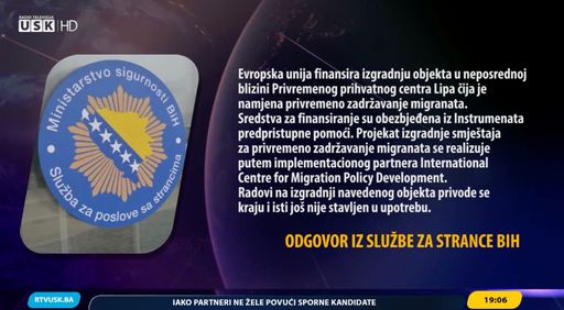 Vorschau Bild von „Das Projekt des Baus der Aufenthaltseinheiten wird
über ICPMD realisiert“, bestätigt das Fremdenamt des bosnischen
Sicherheitsministeriums. ICPMD, dessen Sitz in Wien ist, wird vom
früheren ÖVP-Chef Michael Spindelegger geleitet.