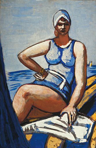 Max Beckmann, Quappi in Blau im Boot, 1926/1950,
Gouache und Öl auf Papier, 88,5 x 58 cm, Sammlung Würth