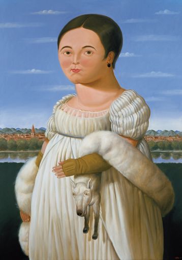 Vorschau Bild von Fernando Botero (*1932), Mademoiselle Rivière, nach
Ingres, 2005, Öl auf Leinwand, 205 × 144 cm, Sammlung Würth