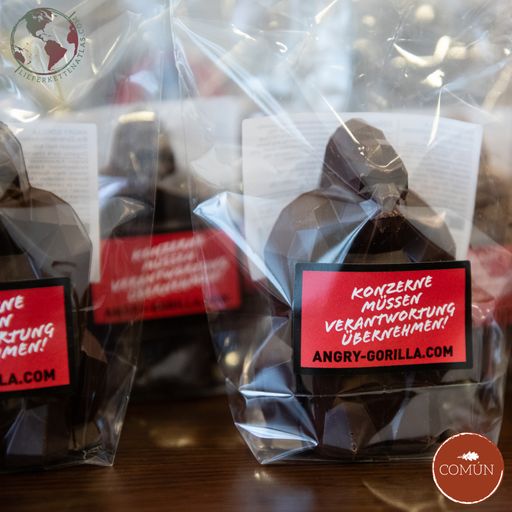 Vorschau Bild von Gorilla aus Schokolade, verschickt von der
Initiative für ein Lieferkettengesetz an die 34 Abgeordneten des
ÖVP-Wirtschaftsbunds