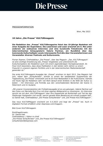Vorschau Bild von Presseaussendung - 10 Jahre „Die Presse“ KULTURmagazin