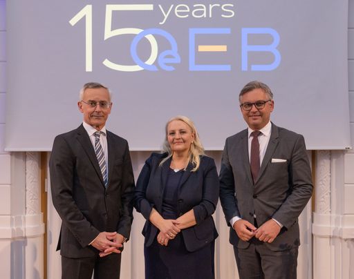  OeEB-Vorstandsmitglieder Michael Wancata und Sabine
Gaber mit Finanzminister Magnus Brunner