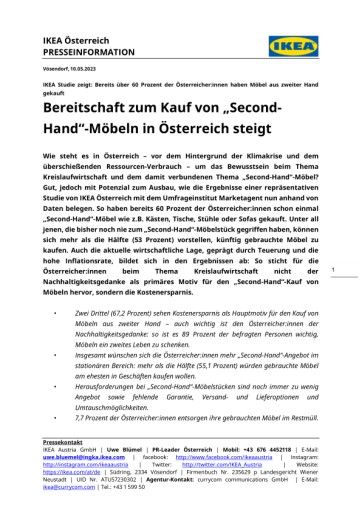 Vorschau Bild von Presseinformation Kreislaufwirtschaft IKEA Oesterreich