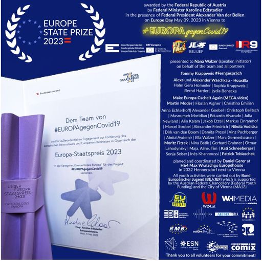 Europa Staatspreis 2023 verliehen an
#EUROPAgegenCovid19