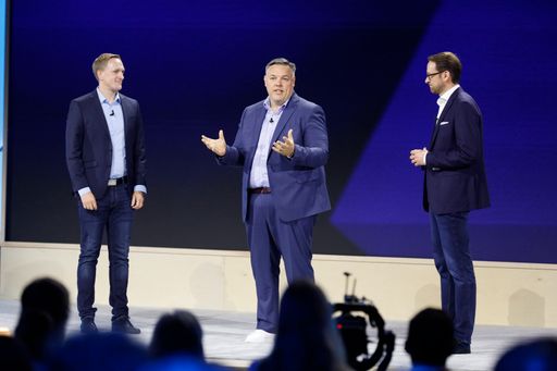  Jürgen Müller, Chief Technology Officer at SAP (left), Rolf
Schumann, CEO Schwarz Digital, and Thomas Saueressig, Board member
at SAP SE and leader of the SAP Product Engineering (rigt) announced
the Partnership at SAP Sapphire in Orlando. Foto: Lukas Lowack/SAP
SE / Die Verwendung dieses Bildes für redaktionelle Zwecke ist unter
Beachtung aller mitgeteilten Nutzungsbedingungen zulässig und dann
auch honorarfrei. Veröffentlichung ausschließlich mit
Bildrechte-Hinweis.