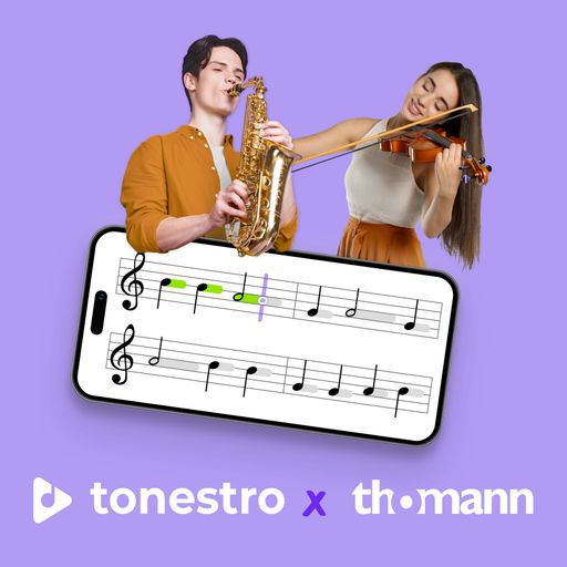 Musiker vertiefen ihre Fähigkeiten auf Saxophon und Geige mit der
innovativen tonestro App.