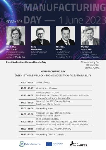 Vorschau Bild von Agenda Manufacturing Day 2023 - mit Mariana Mazzucato und Gerd Leonhard | 1 Juni 2023, Wien