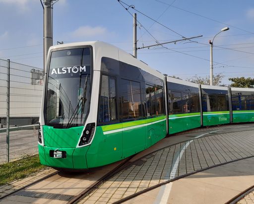 Vorschau Bild von Flexity Graz aus dem Testbetrieb 2019 aufgenommen
im Alstom Werk in Wien