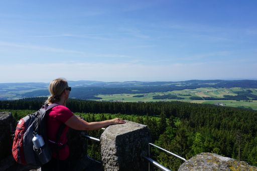  Blick von der Sternsteinwarte auf das südliche
Mühlviertel. Start des Salzsteigweges 09.