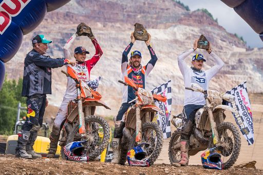 Vorschau Bild von WInner Manuel Lettenbichler, second Trystan Hart
and third Billy Bolt seen during the Red Bull Erzbergrodeo 2023 in
Eisenerz, Austria on June 11, 2023 // Philip Platzer / Red Bull
Content Pool // SI202306110725 // Usage for editorial use only //