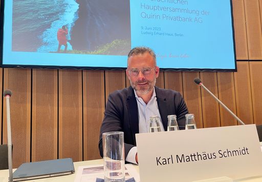 Karl Matthäus Schmidt, CEO der Quirin Privatbank AG / Die
Verwendung dieses Bildes für redaktionelle Zwecke ist unter
Beachtung aller mitgeteilten Nutzungsbedingungen zulässig und dann
auch honorarfrei. Veröffentlichung ausschließlich mit
Bildrechte-Hinweis.