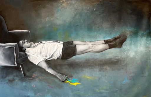 Vorschau Bild von Parov Stelar, gravity is a bitch I, 2023, Öl auf Leinwand, 140 x
220 cm