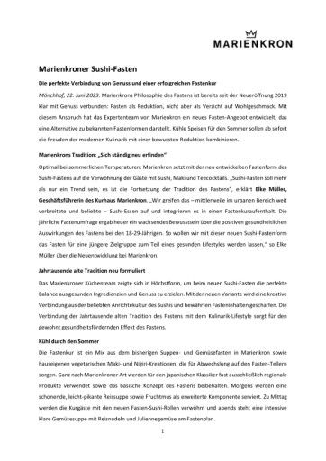 Vorschau Bild von Presseinformation Sushi-Fasten Marienkron
