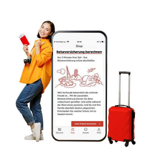 Rechtzeitig vor dem Urlaub: Reiseversicherung via
App
