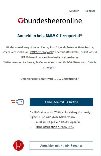 Vorschau Bild von Screenshot von 'bundesheeronline' der Plattform des
Bundesheeres für digitale Behördenverfahren