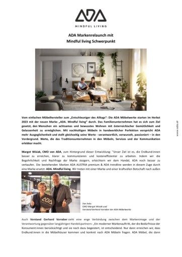 Vorschau Bild von Markenrelaunch "ADA. Mindful living"