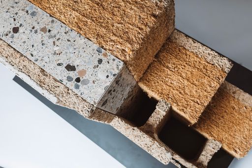 Der Wandaufbau ‚futureBloc – S‘ besteht aus
mineralisch, biologischen Sekundärrohstoffen und ist zu 100 %
kreislauffähig.