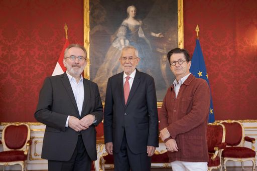 Bundespräsident Alexander Van der Bellen empfing
Fritz Hausjell und Michael Kerbler von Reporter ohne Grenzen (RSF)
Österreich zu Erfahrungsaustausch