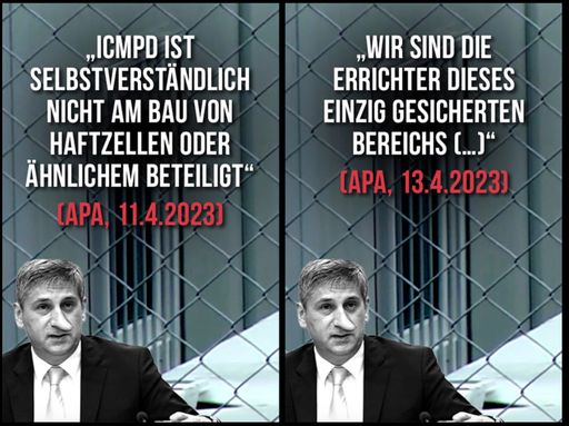 Vorschau Bild von Die ÖVP-nahe Organisation ICMPD wies zuerst
jegliche Verantwortung für die mitten ins Camp gebaute Haftanstalt
zurück und musste dann - unter Beweisdruck durch SOS Balkanroute
geraten - letztlich die Verantwortung für den Skandal-Bau
zugestehen.