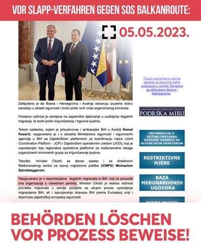 Vorschau Bild von Screenshot der Webseite des bosnischen
Sicherheitsministeriums vom 5.5.2023